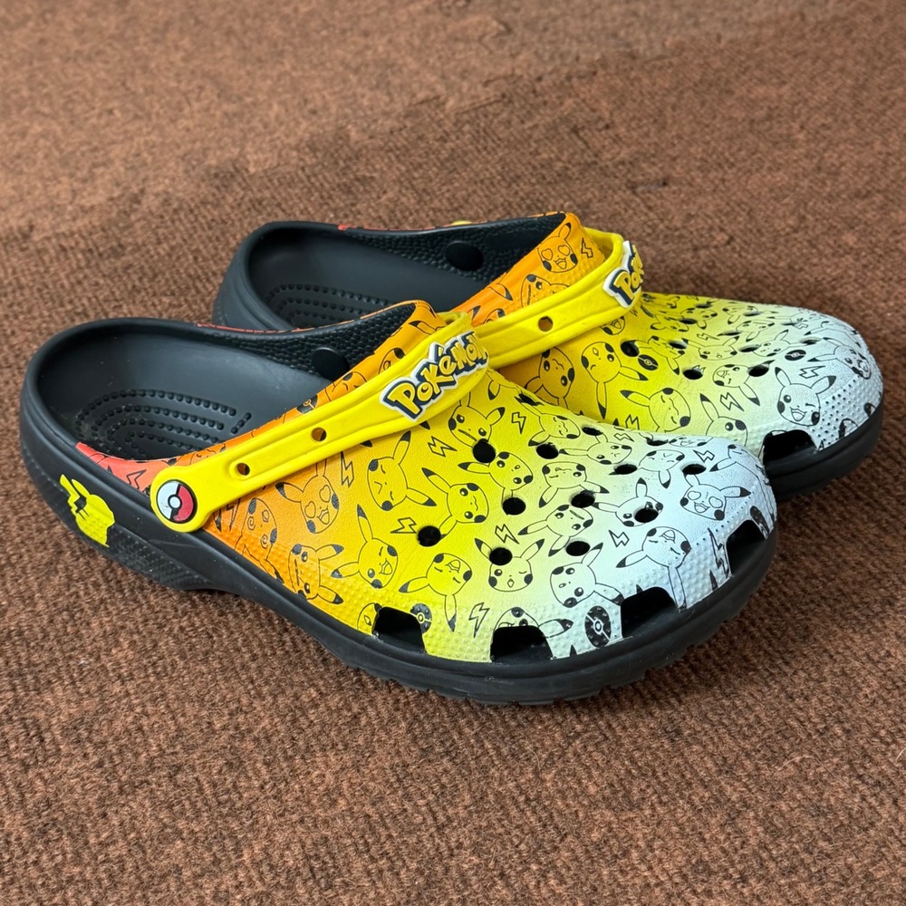 Crocs Pokemon Pikachu Classic Clogs Mens 10 Womens 12 Orange Yellow Gradient